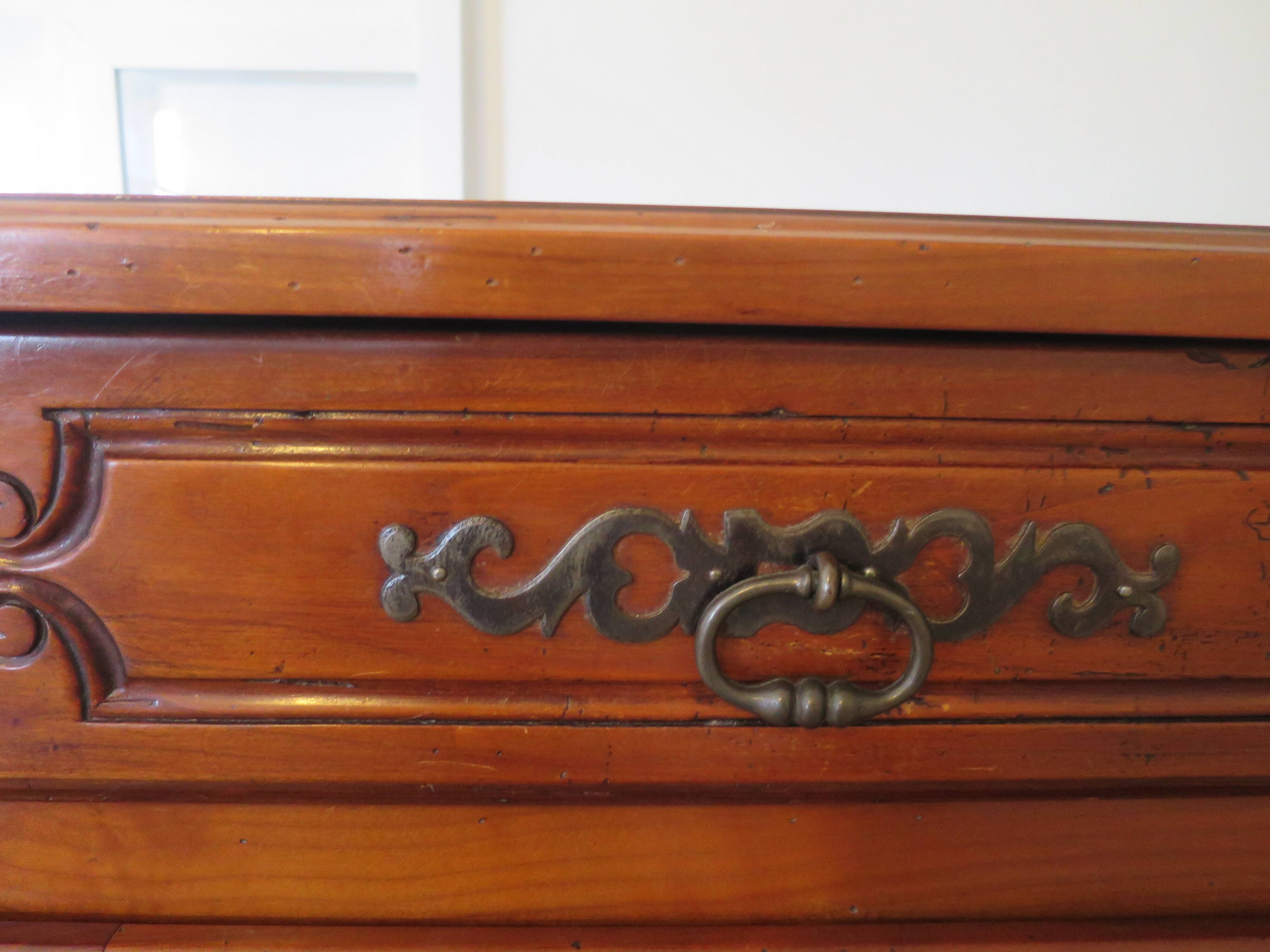 Rustic buffet Louis XV-Regency-jointed-massive wood-snail feet