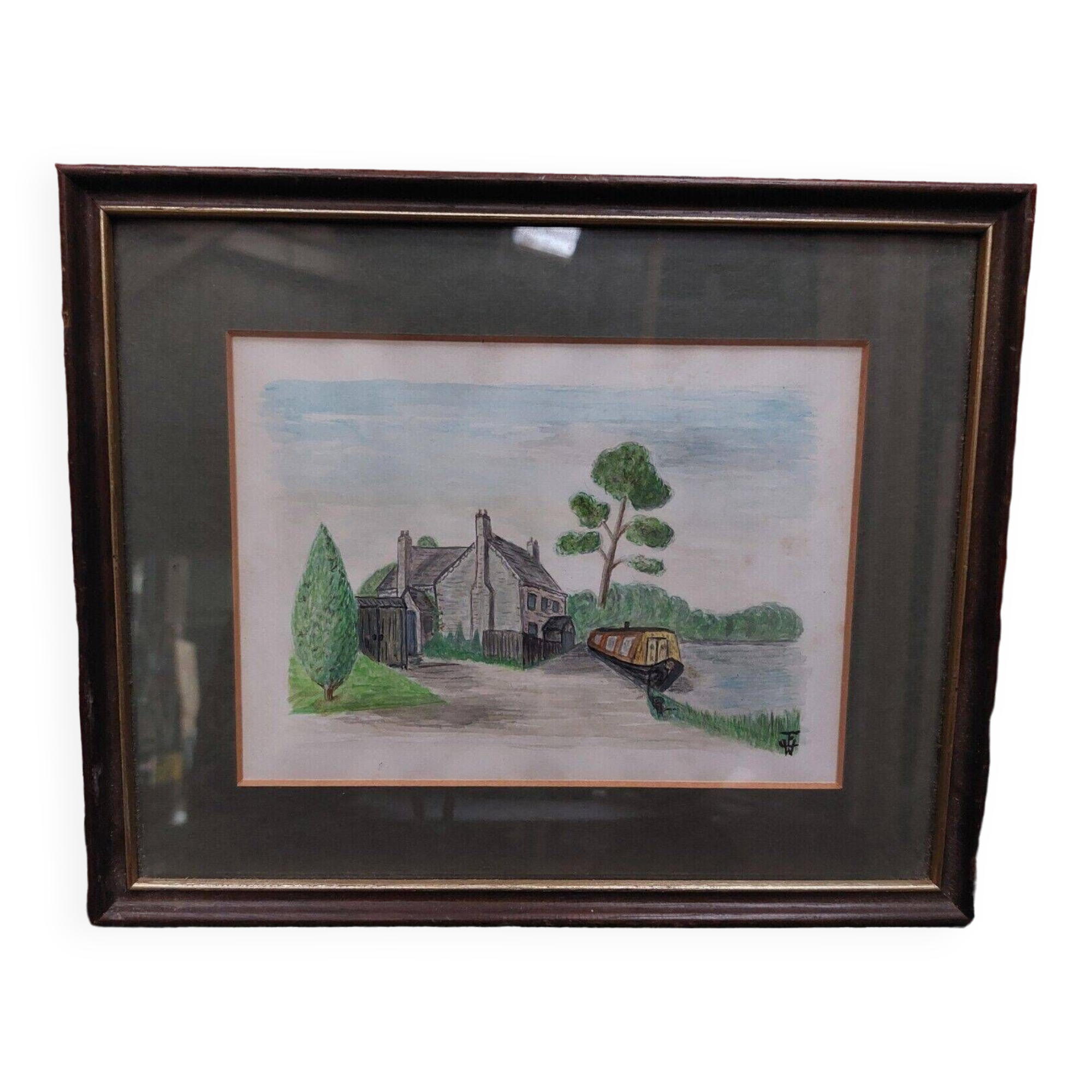 Signed landscape watercolor painting