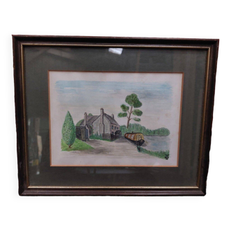 Signed landscape watercolor painting