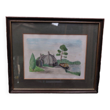 Signed landscape watercolor painting