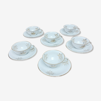 Set of 6 cups and sub-cups in Bavaria porcelain