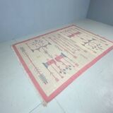 Vintage kilim rug, wool and cotton, folk art style, Poland, 1970s