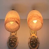 Pair of wall lights by Degué in marbled glass