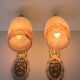 Pair of wall lights by Degué in marbled glass