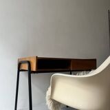 Desk in wood and black metal design 1950