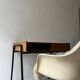 Desk in wood and black metal design 1950