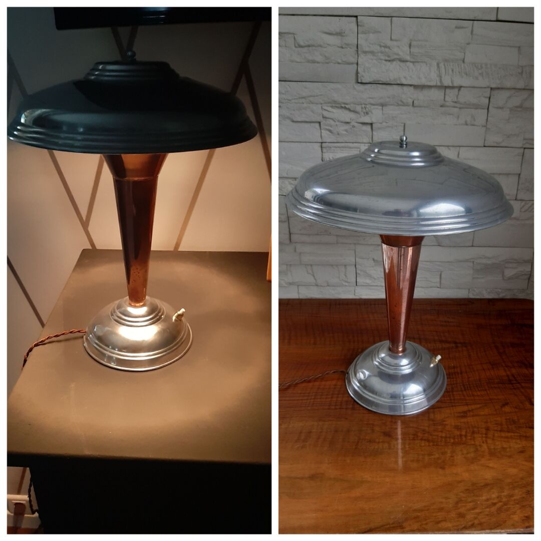 Copper and aluminum mushroom lamp