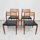 Ensemble de 4 chaises modèle 78 en teck et cuir par Niels O. Møller