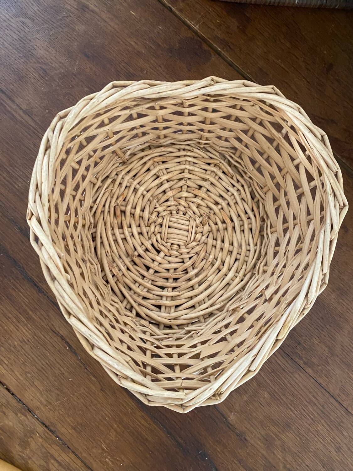 Old baskets and woven wicker basket.