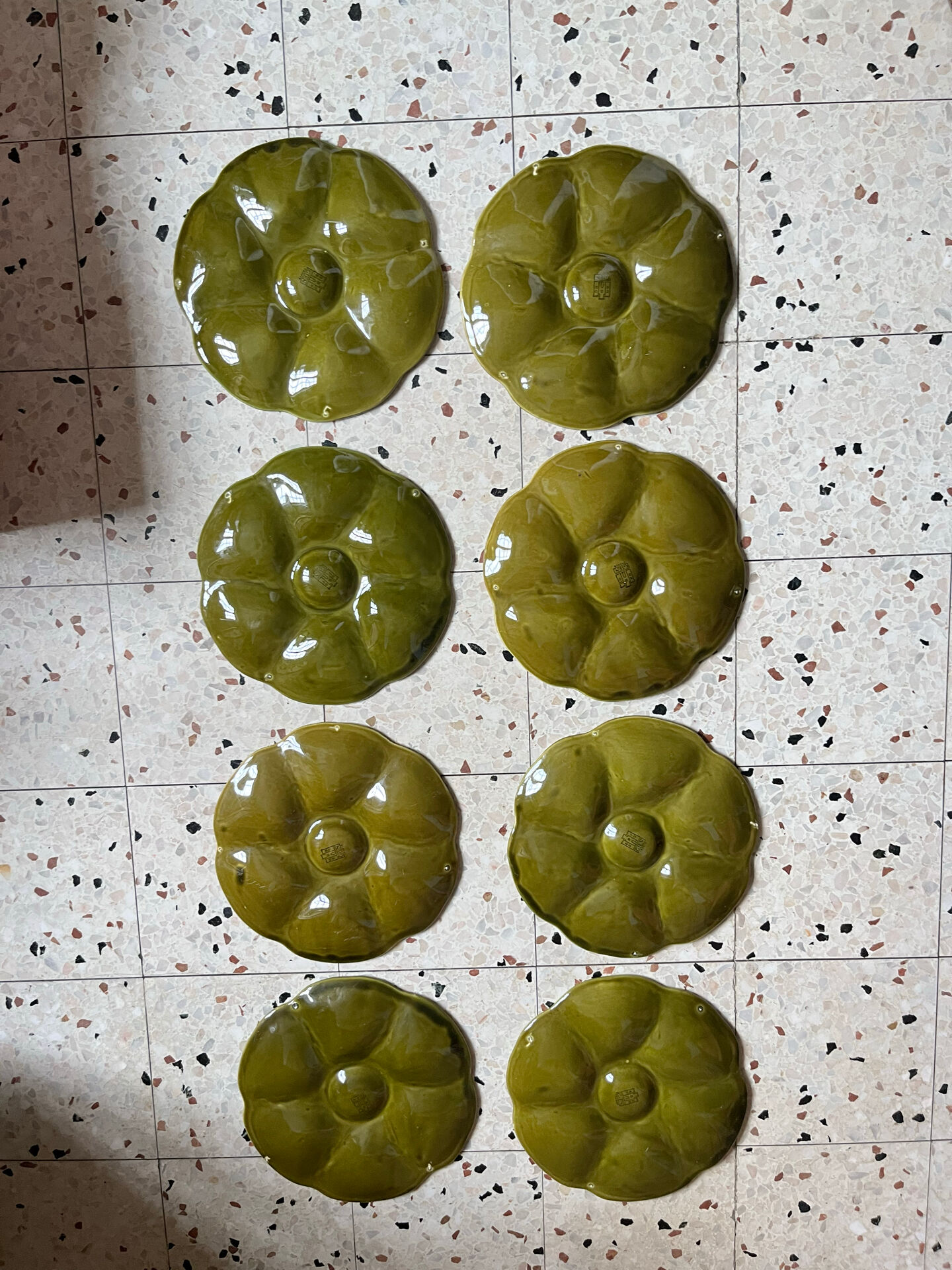 8 assiettes à huîtres Barbotine 