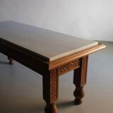 White marble carved oak coffee table
