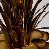 Pair of Maison Jansen brass floor lamps with reeds and water lilies, 1970s