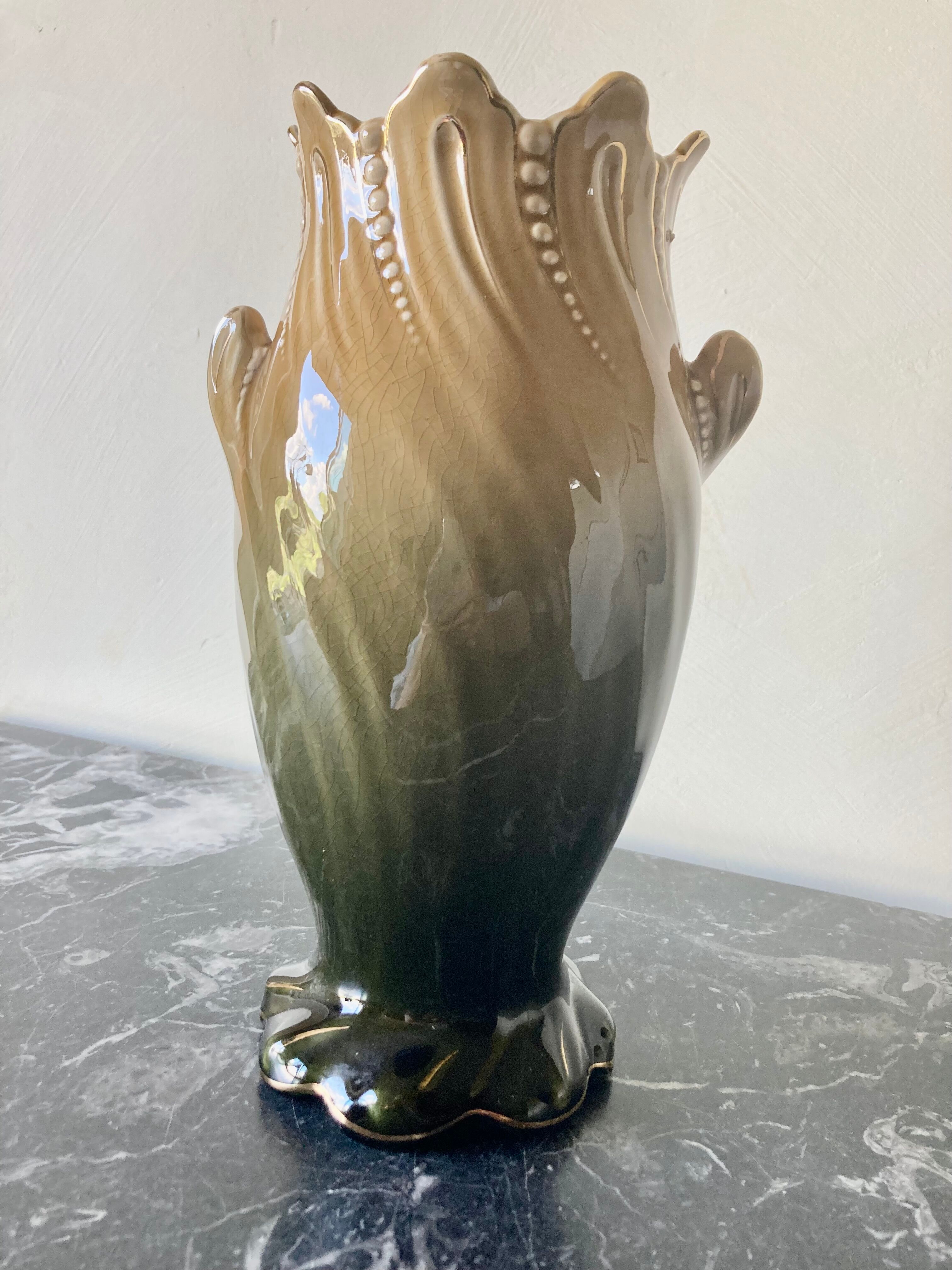 Art Nouveau earthenware vase by Antoine Gustave de Bruyn