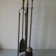 Old fireplace servant and 4 tools shovel broom pliers poker 67 cm