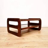 Coffee table in wood and smoked glass