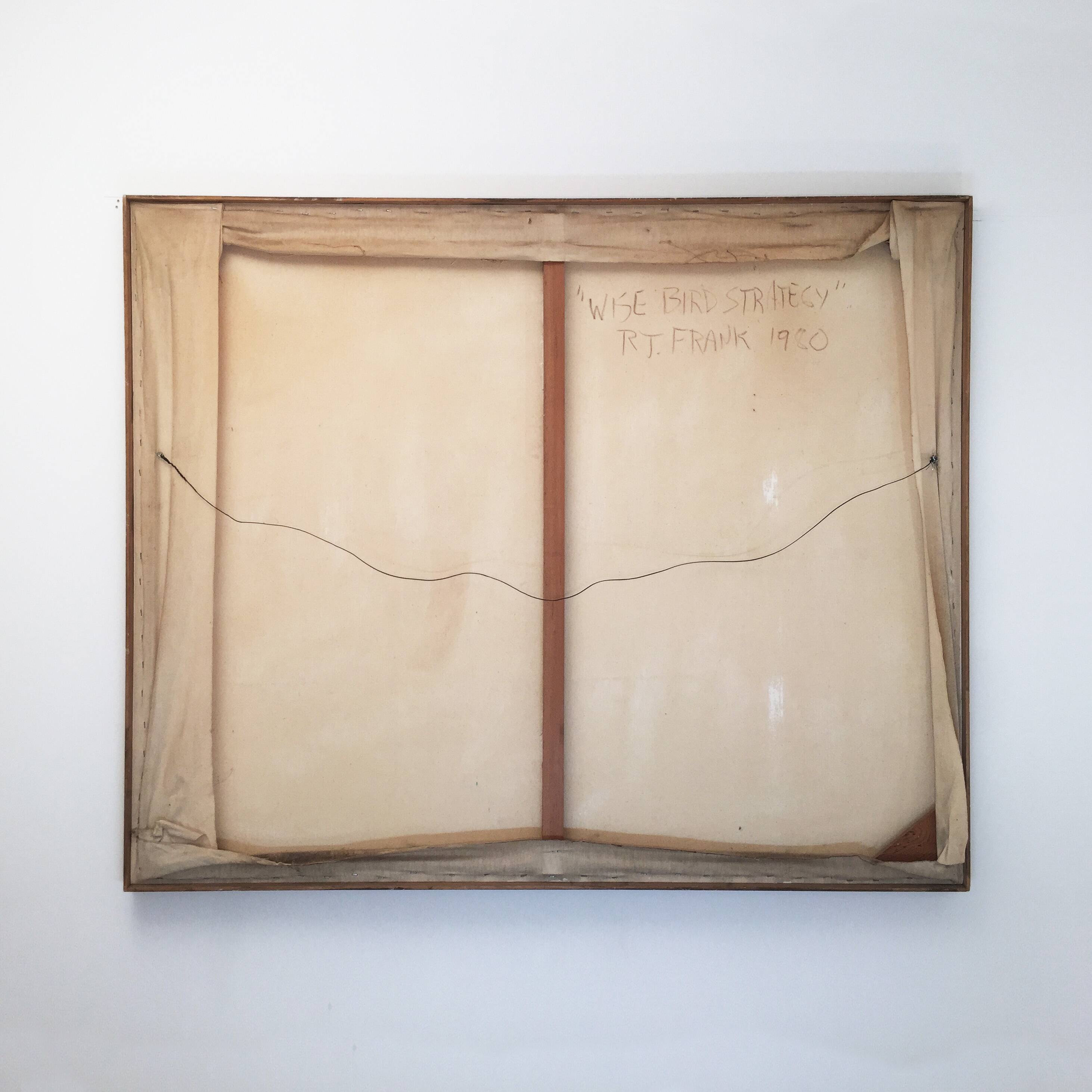 Richard Frank 'Wise Bird Strategy' Painting, Oil On Canvas 1980 Exotic Postmodern Miami