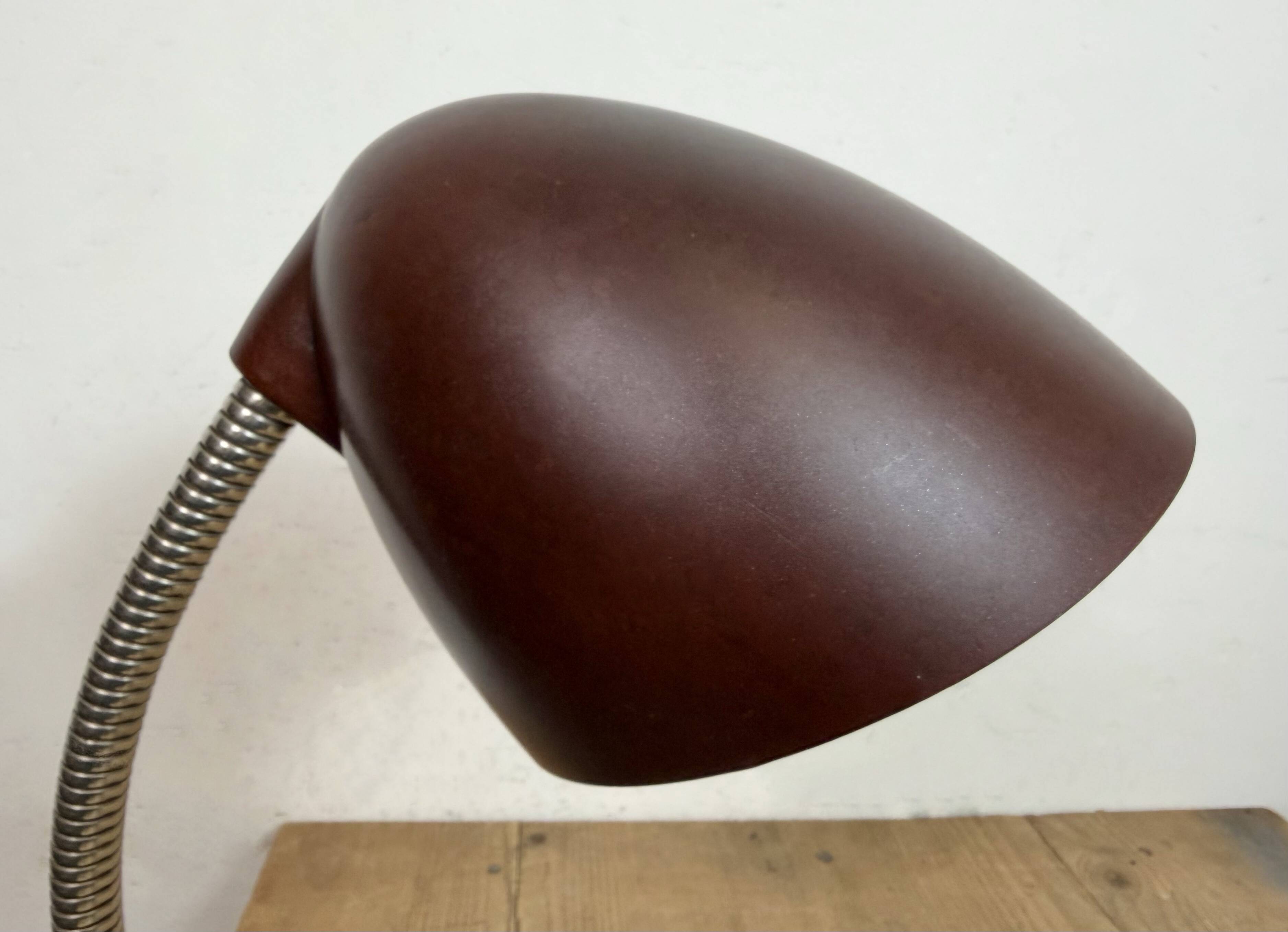 Vintage Brown Bakelite Gooseneck Table Lamp, 1950s