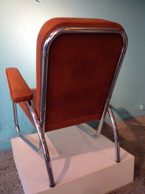 Modernist armchair in leather and chrome - 1940