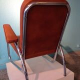 Modernist armchair in leather and chrome - 1940