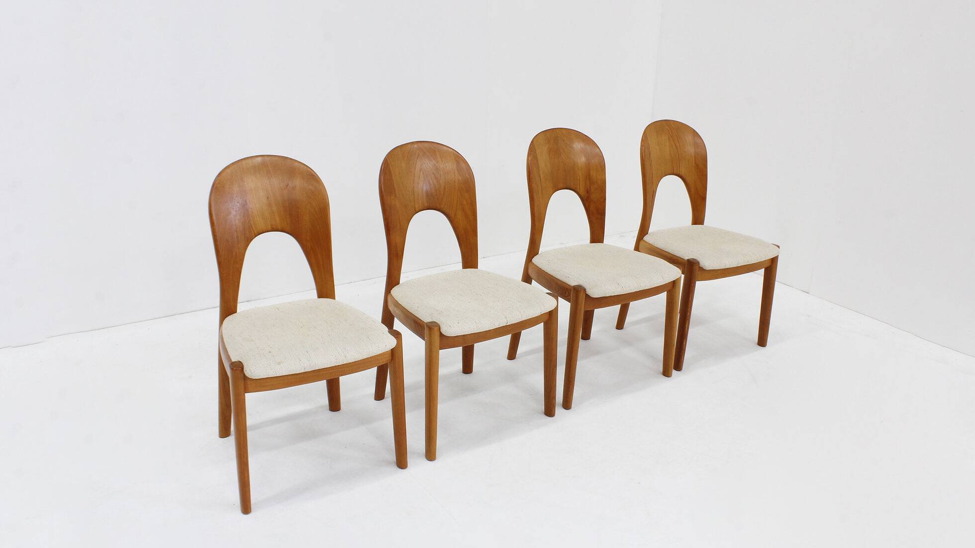 Vintage Danish solid teak dining chairs by Niels Koefoed 1960s set of 4