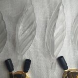 Pair of wall sconces with Italian leaf design in Barovier Murano style.