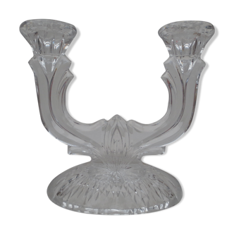 Old two-spoke crystal candle holder