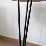 Pair of round vintage bistro tables, pedestal table