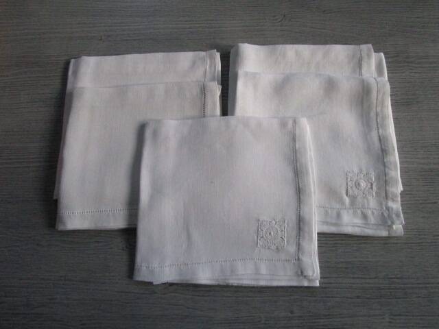 5 large antique embroidered table napkins