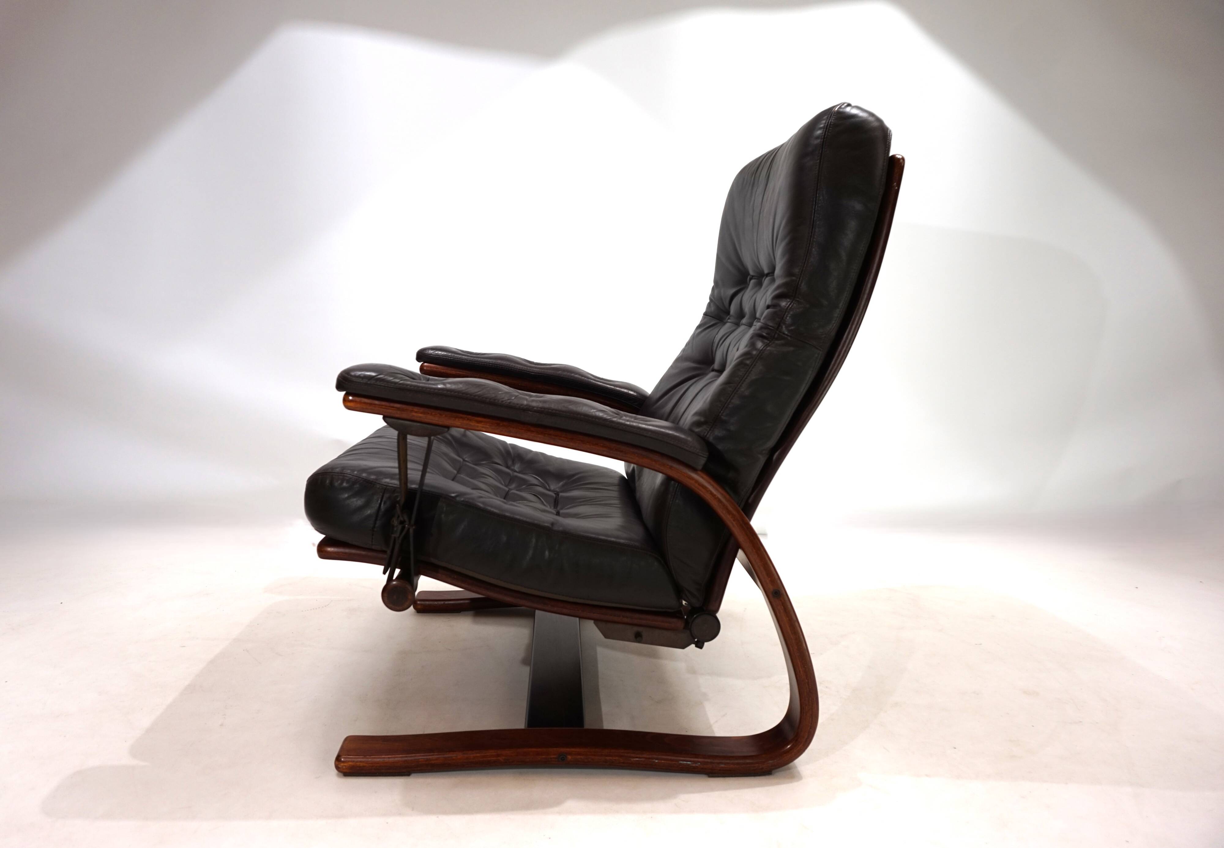 Westnofa Panter Leather Lounge Chair with Ottoman by Arnt Lande, 1970s