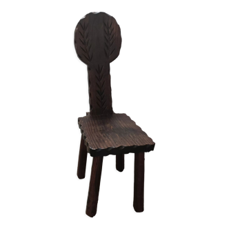 Vintage brutalist brutalist carved wooden chair