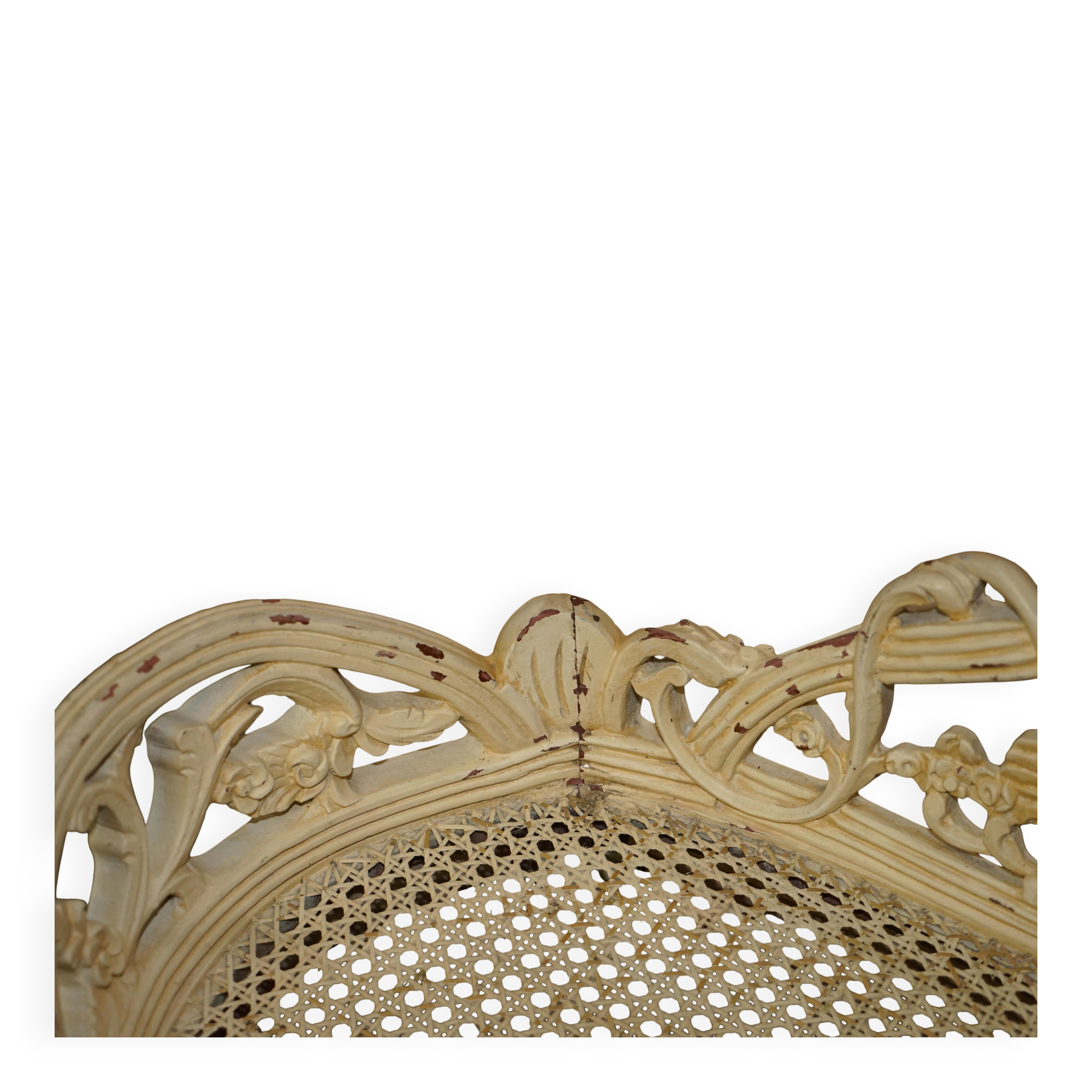 Antique French bergère window bench shabby chic