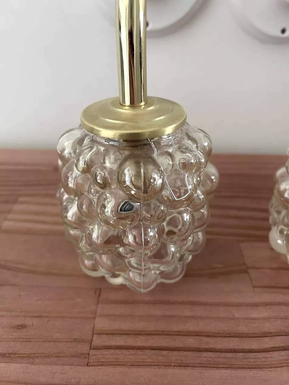 Paire d’appliques murales verre bullé