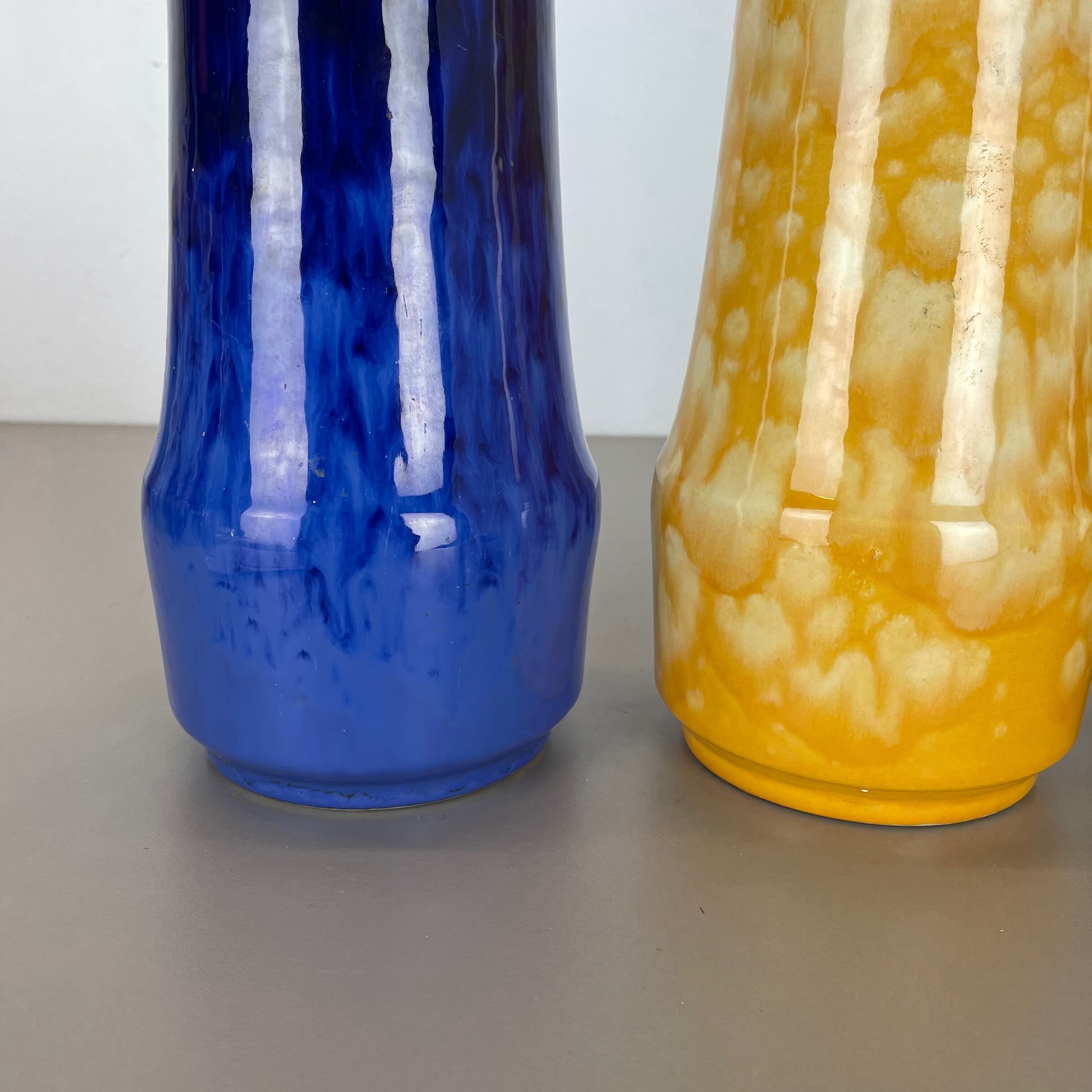 Set of Three Pottery Fat Lava "Supercolor" Vases Made by Scheurich Germany 1970s
