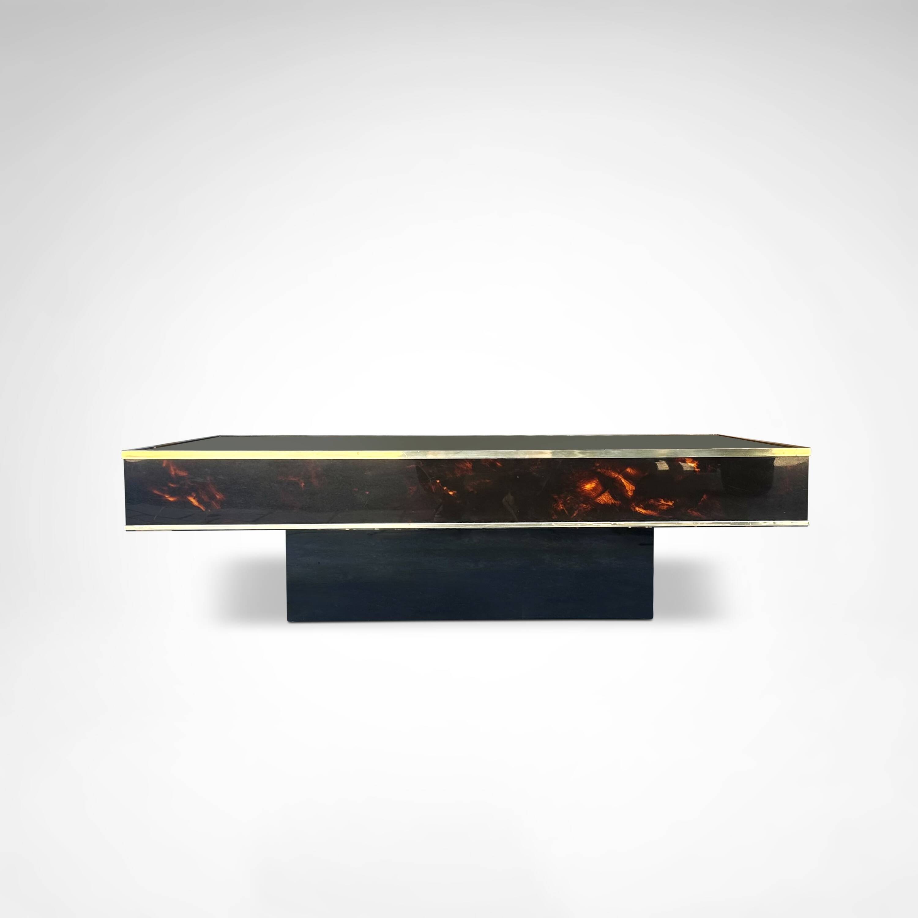 Coffee – and side tables in burl wood and plexiglass by Eric Maville 1980s