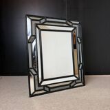 Miroir à parecloses laqué noir – Deknudt – Belgique, vers 1980