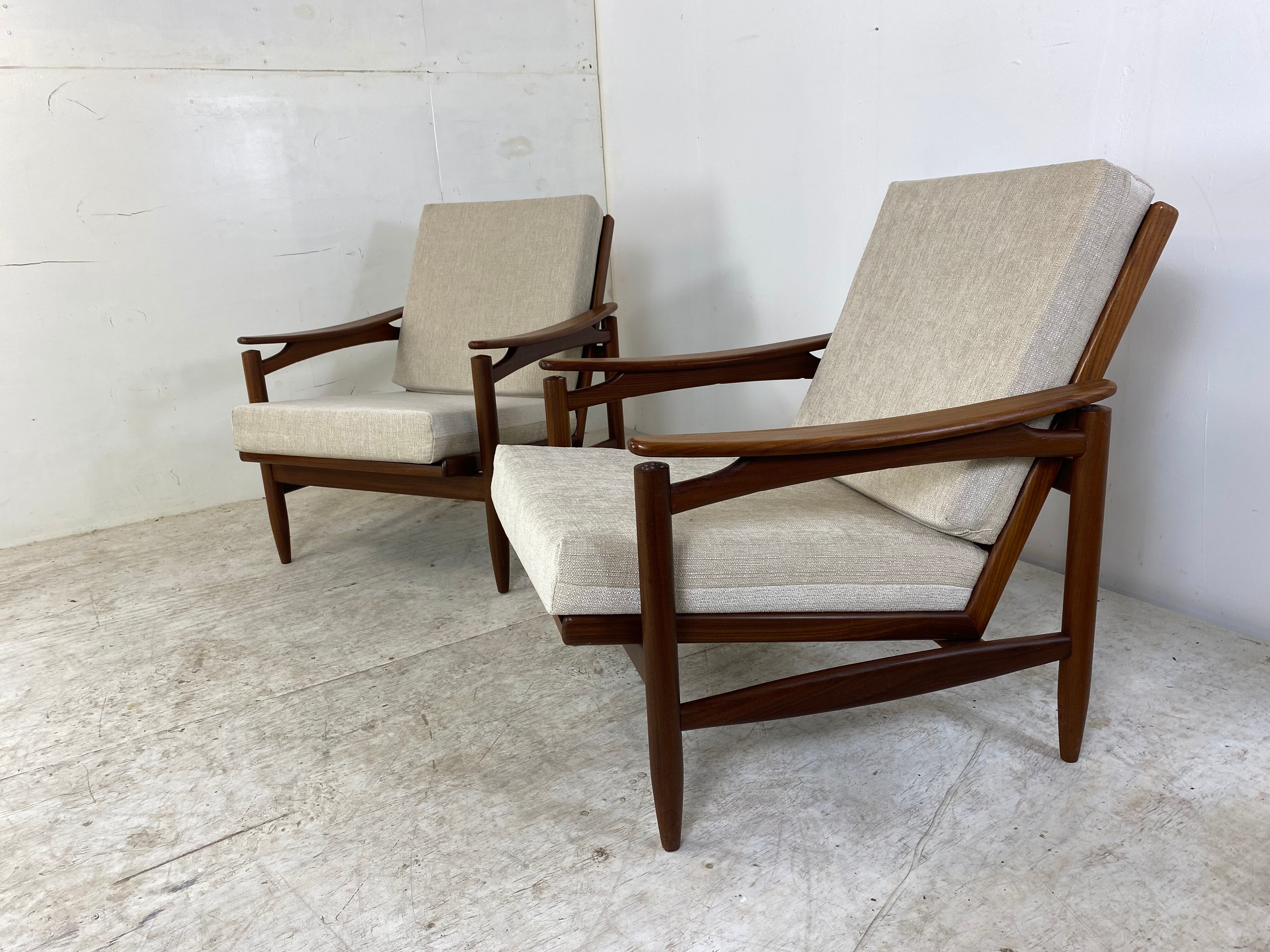 Vintage Danish Style Teak Mid-Century Set of 2 Chairs, 1950s