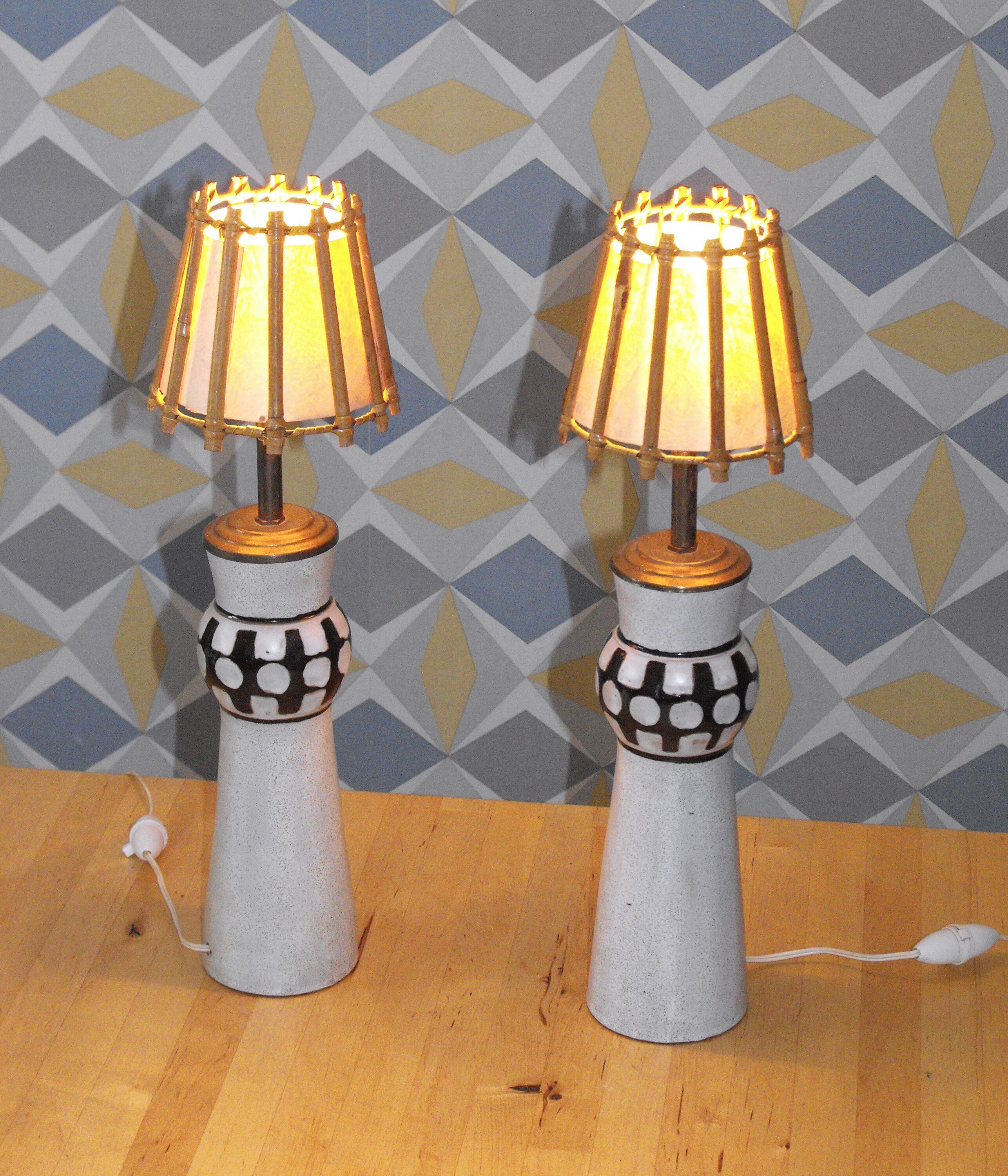 A pair of italian ceramic table lamps 1960