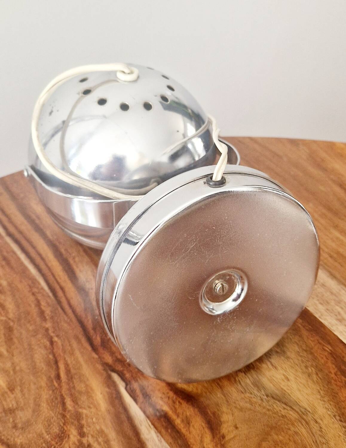 Pair of 1960s Space Age design chrome lamps