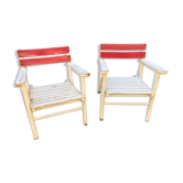 Pair of red and white modernist garden chairs circa 1930