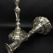 Pair of silver-plated bronze candlesticks, Auguste Monnier Veuve, 1911