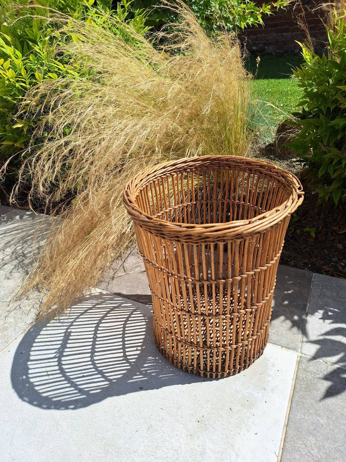 Wicker waste paper basket 1960