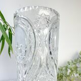 Vintage crystal vase with chiseled pattern