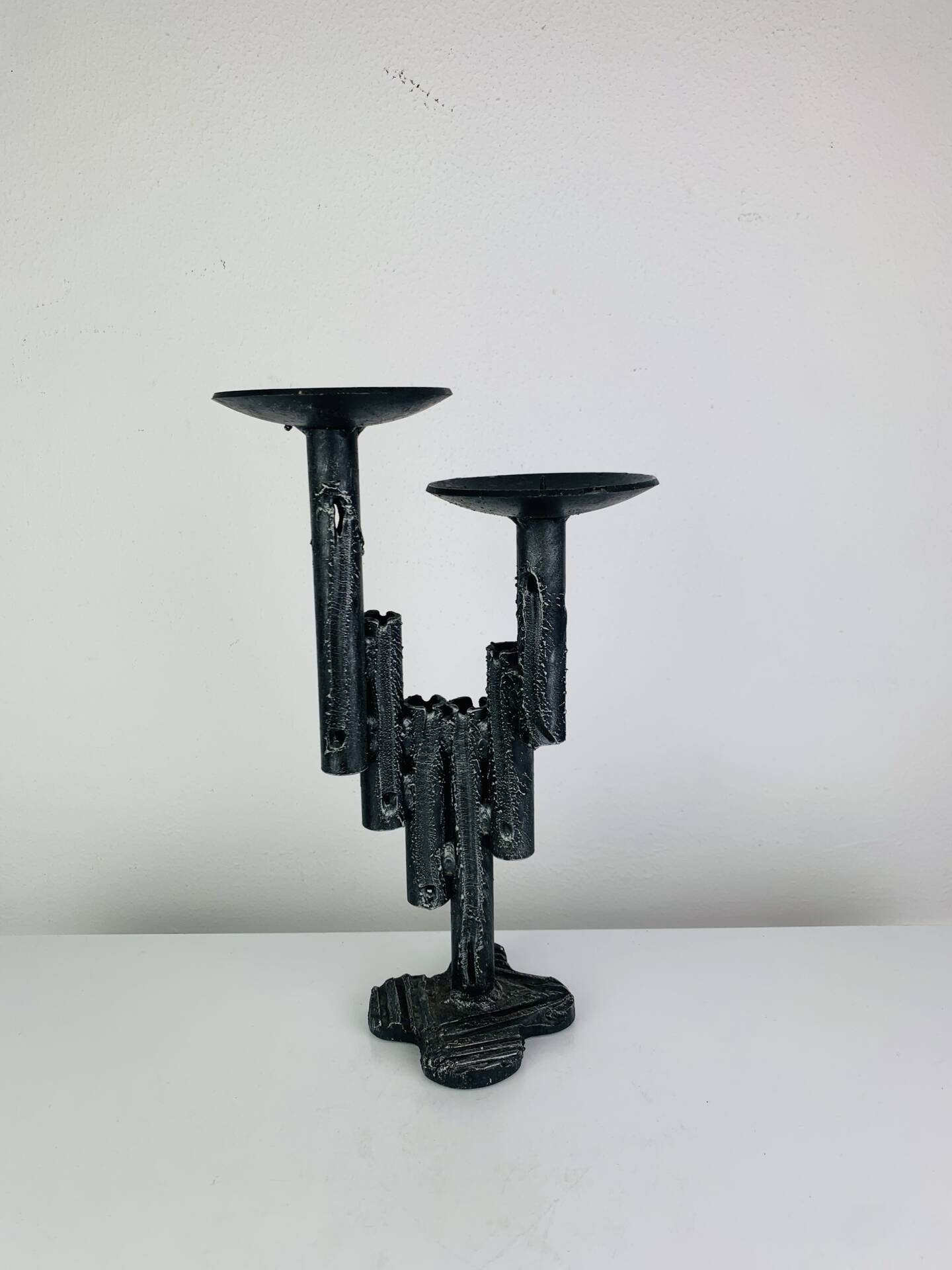 Brutalist iron candlestick, vintage