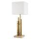 Pair of modern table lamps, vintage brass finish, travertine base.