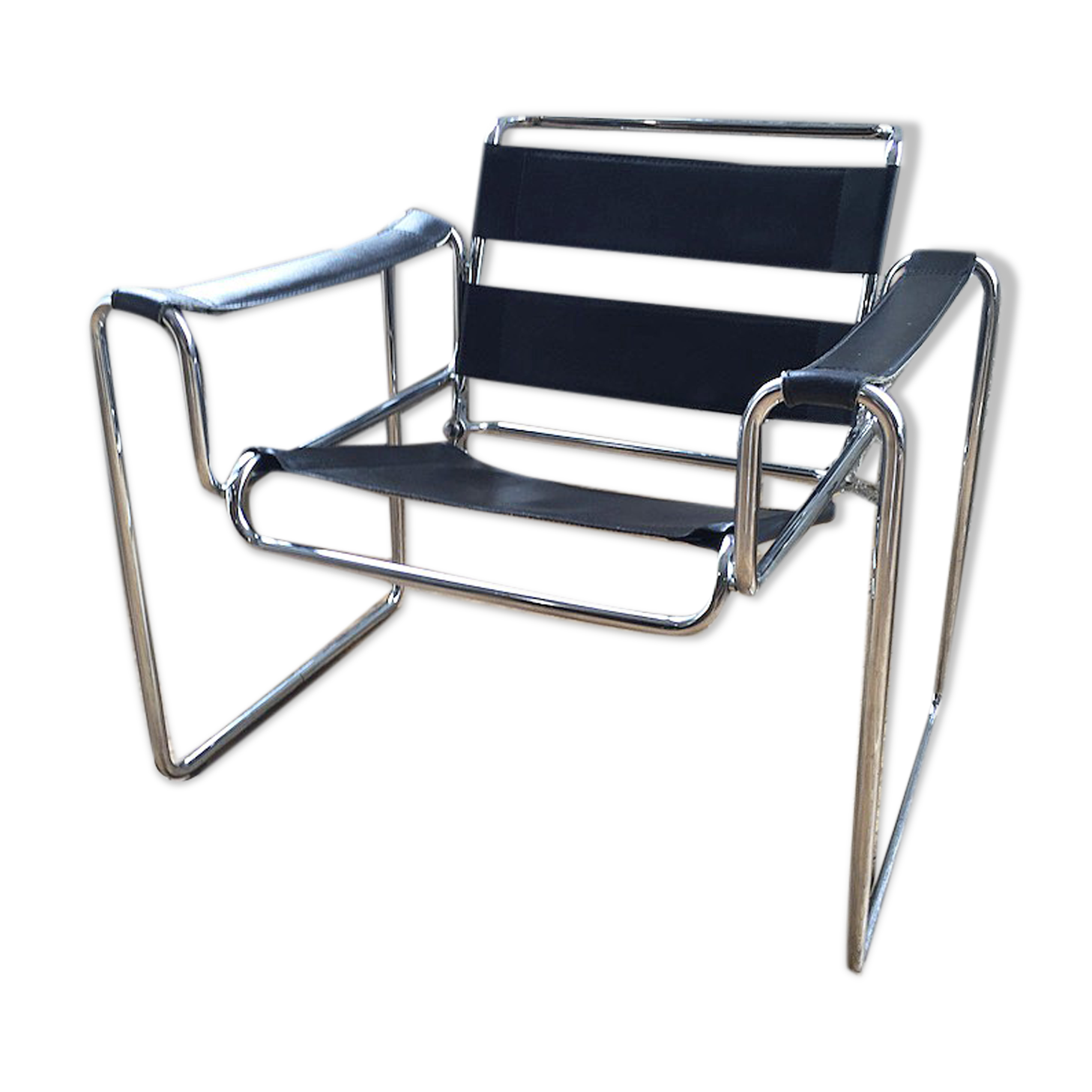 Bauhaus modernist leather chrome armchairs