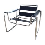 Bauhaus modernist leather chrome armchairs