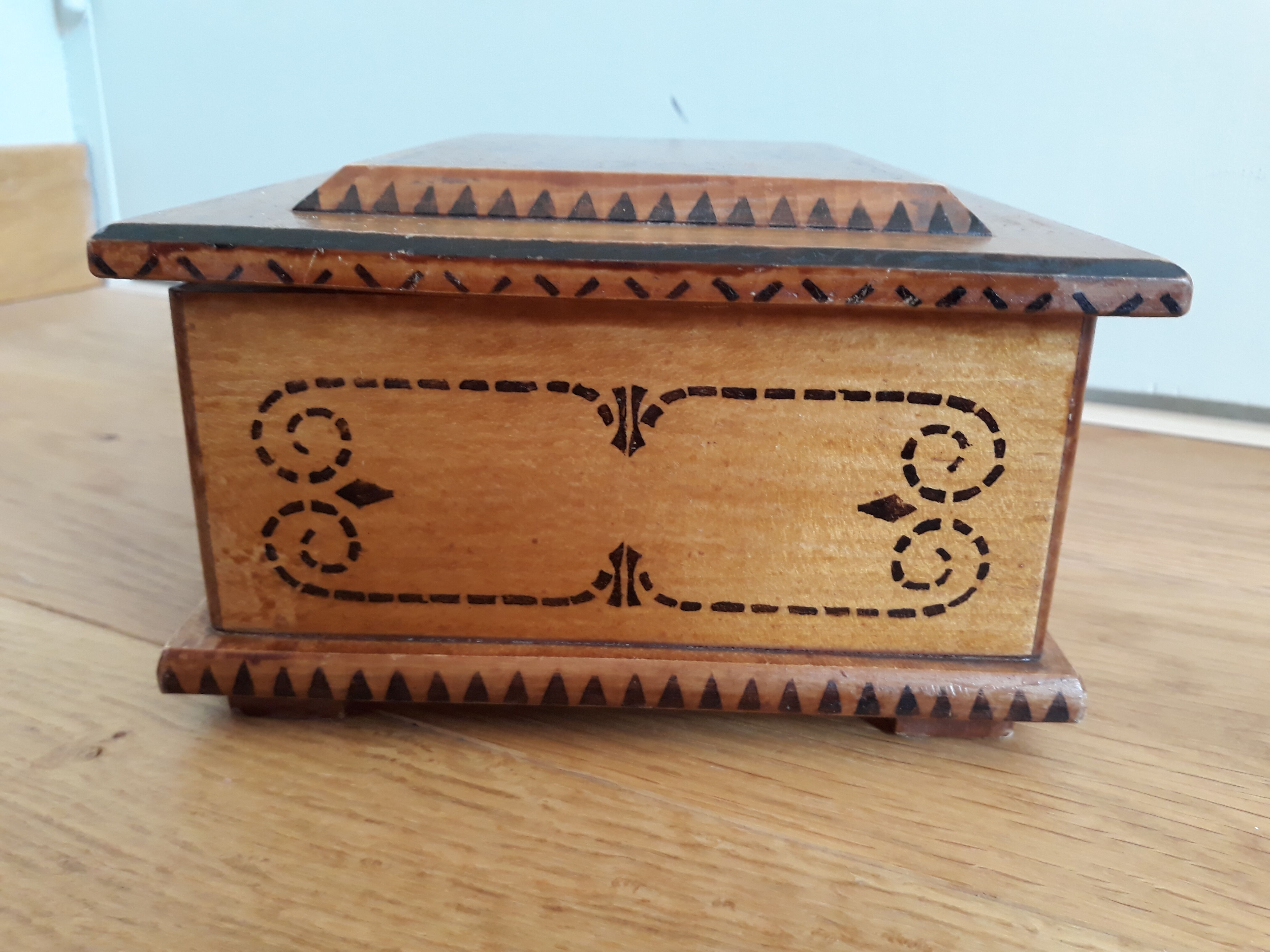 Jewelry box with wooden compartments