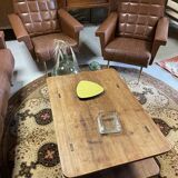 Set sofa daybed and armchair skaï vintage year 50