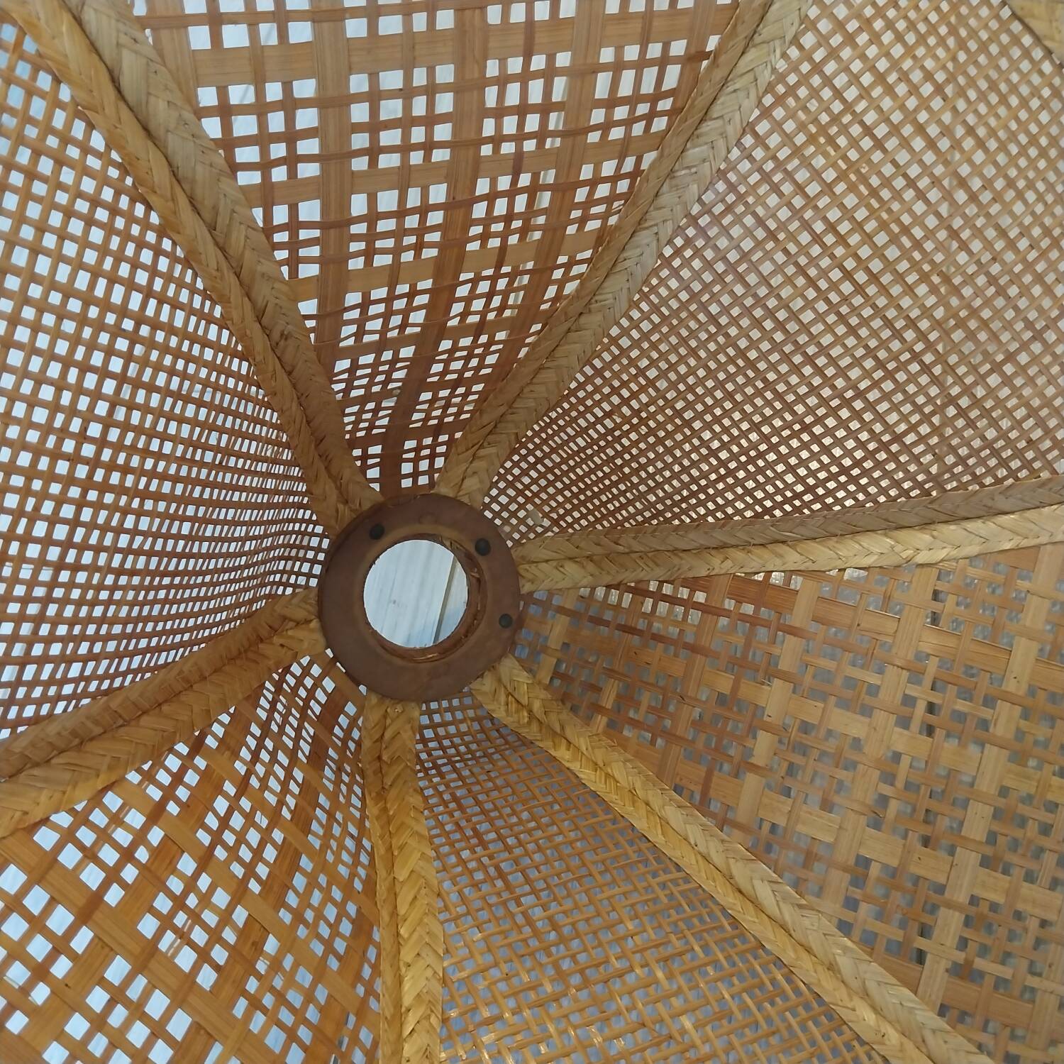 Vintage conical rattan/wicker ceiling lampshade
