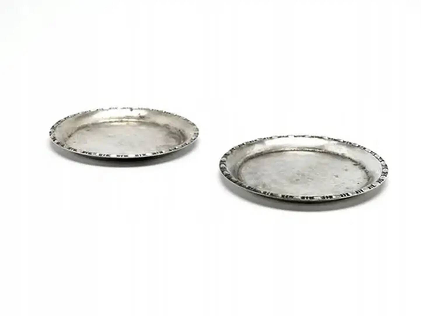 Pair of hot glass coasters Modernism, silver-plated brass, HEFRA, Poland, 1970s